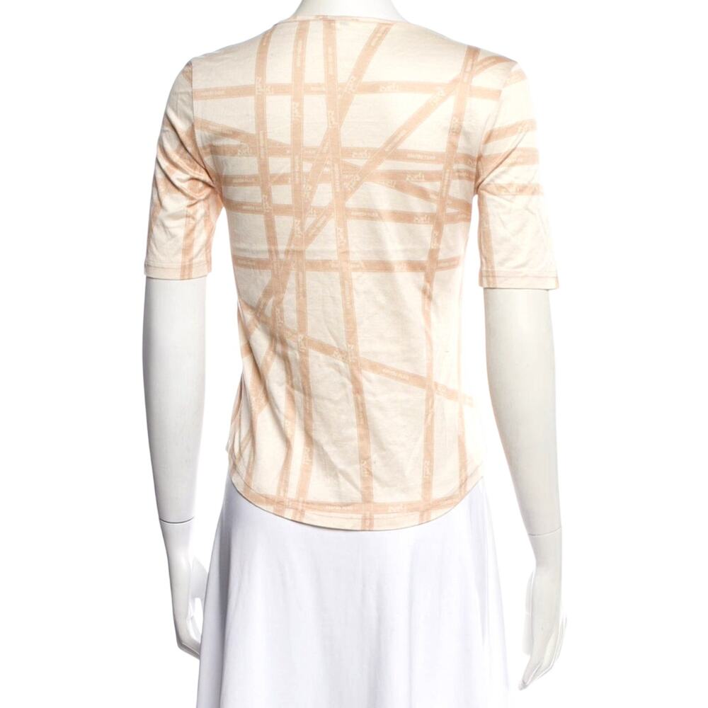 Hermès White Multicolore Logo Patterned Crew Neck… - image 4